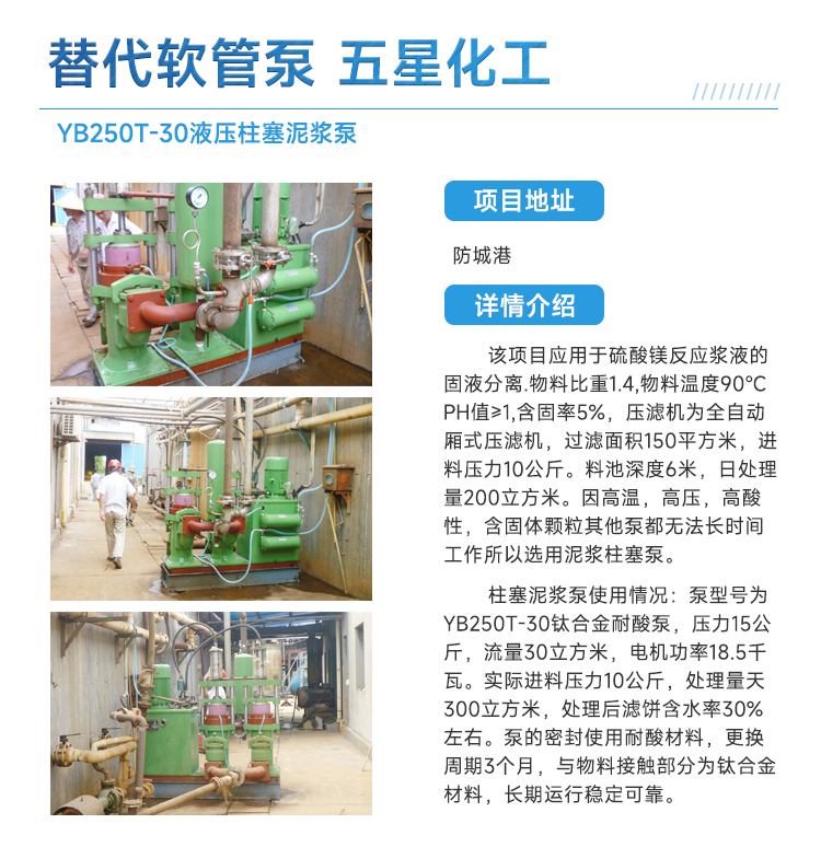 化工厂柱塞泥浆泵替代软管泵
